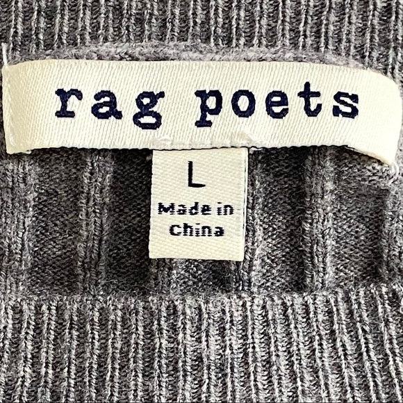 Rag Poets The Lena Crewneck Balloon Sleeve Cropped Sweater Gray size Large - Picture 5 of 7